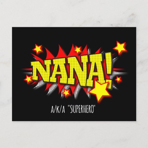 Colorful Nana Superhero Comic_Style Burst Postcard