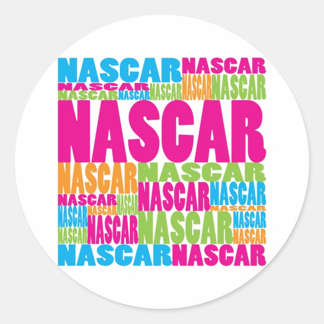 Colorful NASCAR Classic Round Sticker (Front)