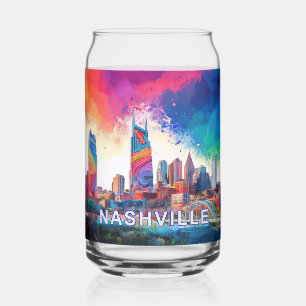 Colorful Nashville Skyline Can Glass