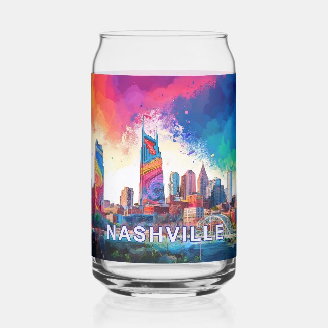Colorful Nashville Skyline Can Glass (Back)
