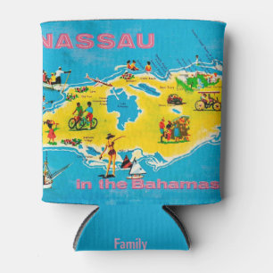 Colorful Nassau Bahamas Map Can Cooler