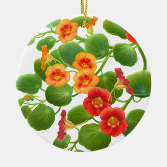 Colorful Nasturtium Flowers Ornament (Front)