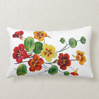 Colorful Nasturtiums Faux Embroidered Pillow