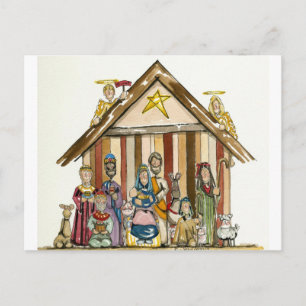 colorful naticity scene postcard