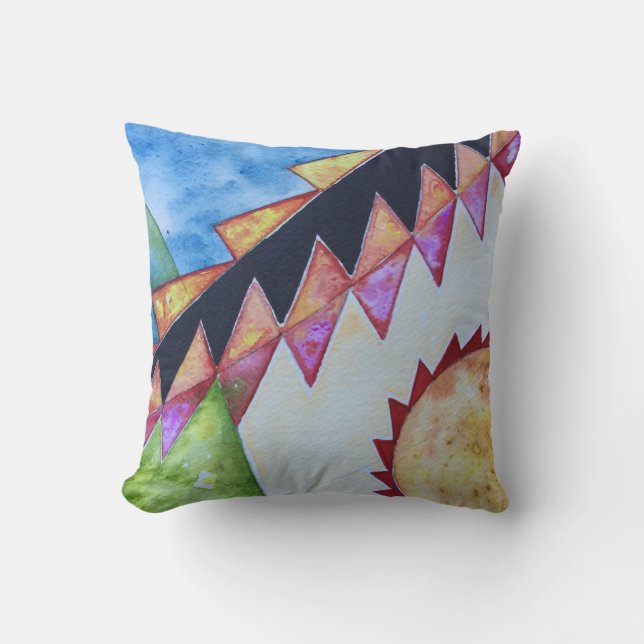 Colorful Native American Basket Design Pillow (Front)