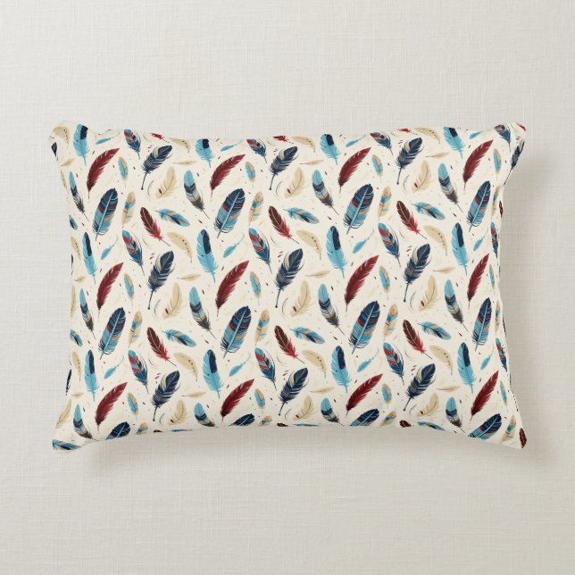 Colorful Native American Feather Pattern   Accent Pillow (Front)