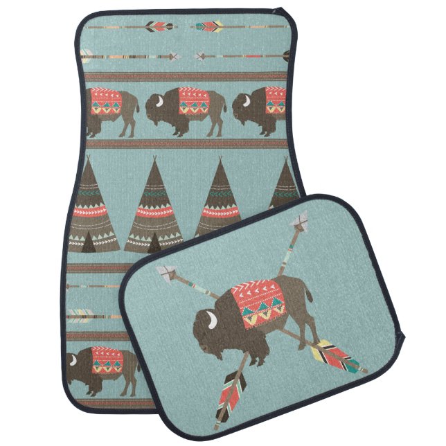 Colorful Native American Pattern Car Mat Set (Set)