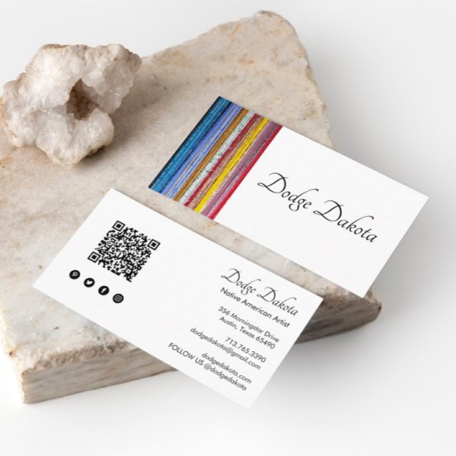 Colorful Native American Stripes Custom QR Code Business Card (Creator Uploaded)