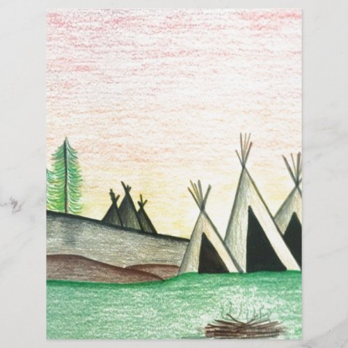 Colorful Native American Teepee Folk Art