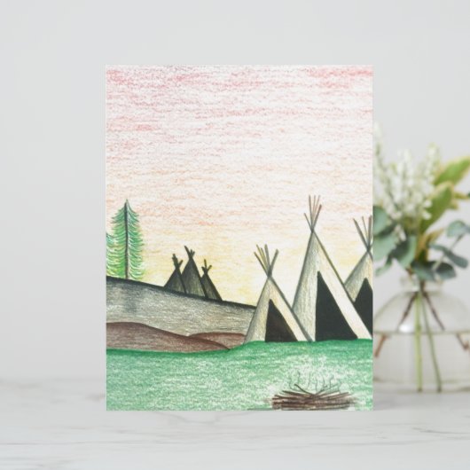 Colorful Native American Teepee Folk Art (Standing Front)