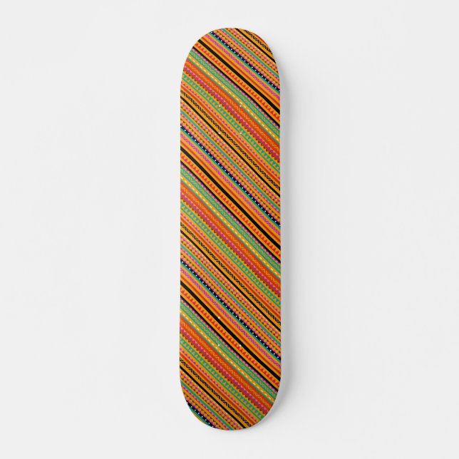 colorful native aztec patterns design fabric skateboard (Front)