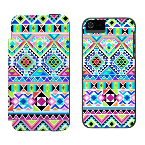 Colorful Native Aztec Tribal Pattern Wallet Case For iPhone SE55s