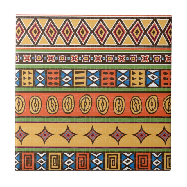 Colorful Native Tribal Pattern Ceramic Tile  (Front)
