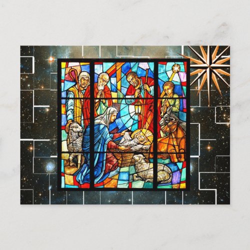 Colorful Nativity Holiday Postcard