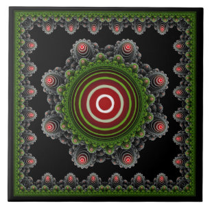 Colorful natural fairy fractal ornament ceramic tile