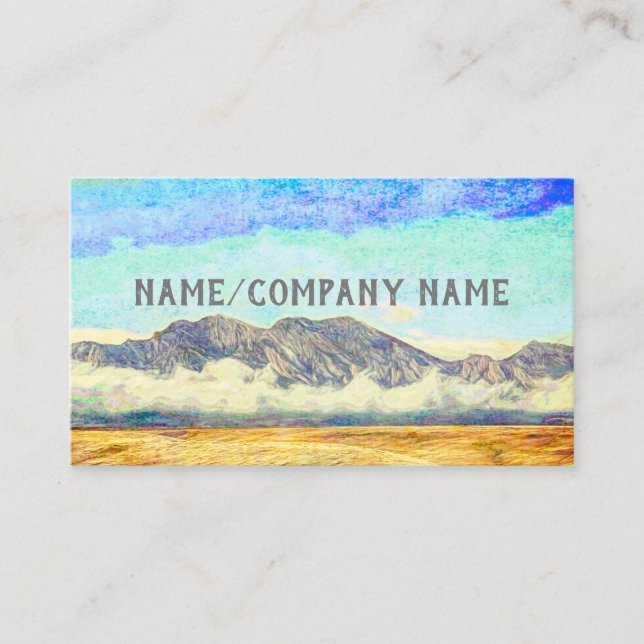 colorful nature art mountains with clouds business card (Front)