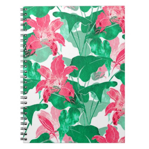 Colorful Nature Flowers Leaves Pattern Notebook