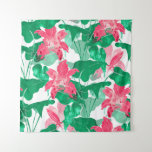 Colorful Nature Flowers Leaves Pattern Tapestry