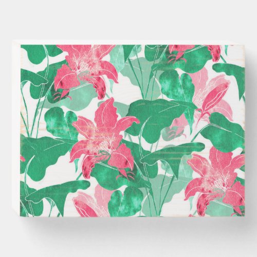 Colorful Nature Flowers Leaves Pattern Wooden Box Sign