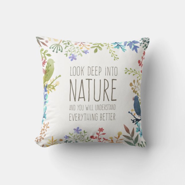Colorful Nature Inspired Quote | Throw Pillow (Front)
