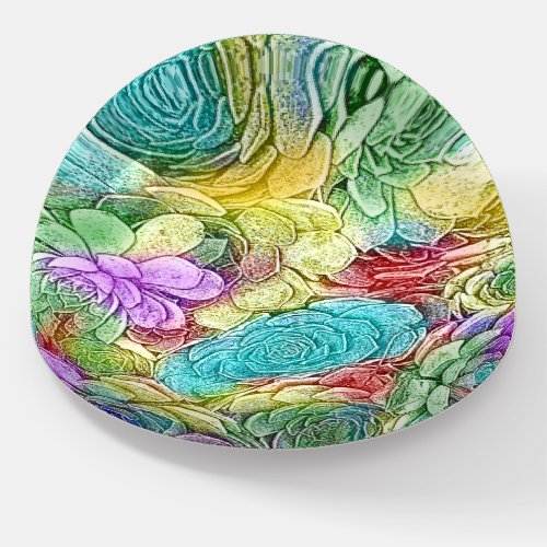 Colorful Nature Succulent Plants Abstract Art Paperweight