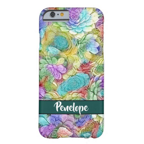 Colorful Nature Succulent Plants Add Your Name Barely There iPhone 6 Case