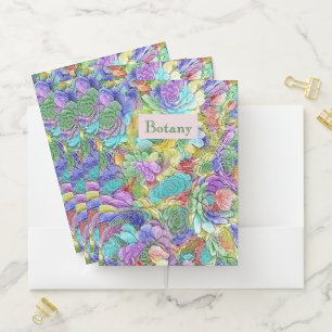 Colorful Nature Succulent Plants Subject Pocket Folder
