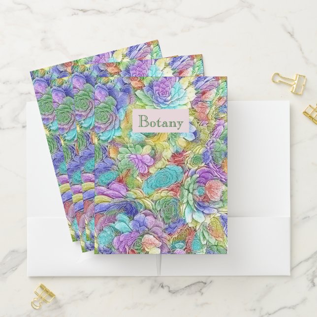Colorful Nature Succulent Plants Subject Pocket Folder (In Situ)