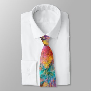 Colorful Nature Textures Leaves And Watercolors Neck Tie by VillageDesign at Zazzle