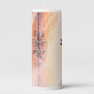 Colorful Nature Vibrant Dragonfly Floral Art Pillar Candle