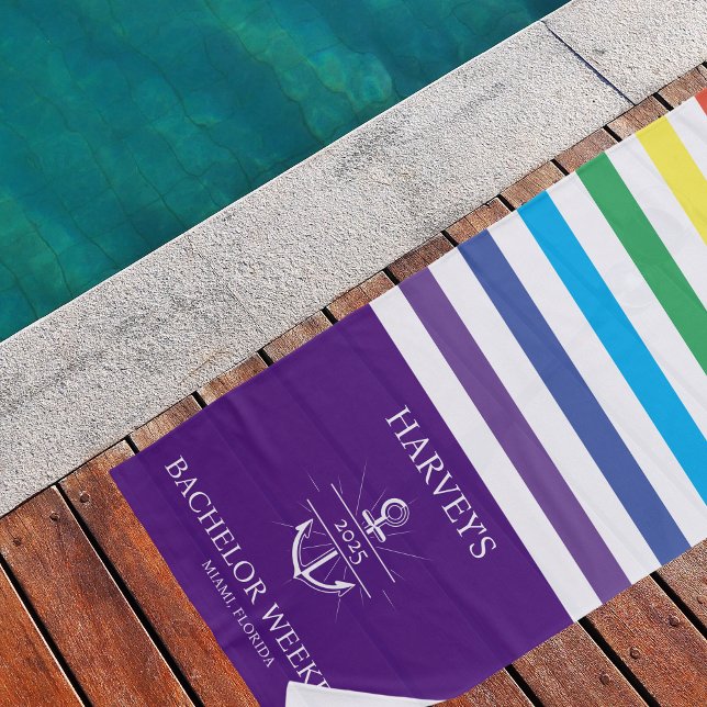 Colorful Nautical Bachelor Trip Keepsake Beach Towel (Creator Uploaded)