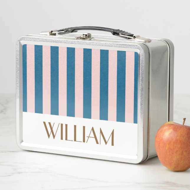 Colorful Nautical Blue Customized gifts template  Metal Lunch Box (In Situ)