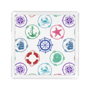 Colorful Nautical Pattern Acrylic Tray