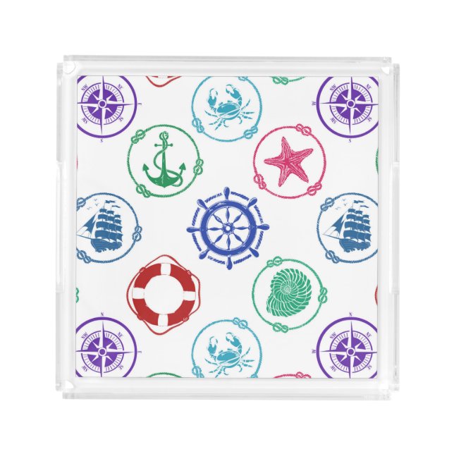 Colorful Nautical Pattern Acrylic Tray (Front)