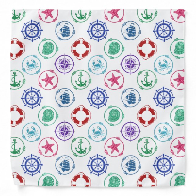 Colorful Nautical Pattern Bandana (Front)