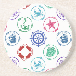 Colorful Nautical Pattern Coaster
