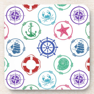 Colorful Nautical Pattern Drink Coaster