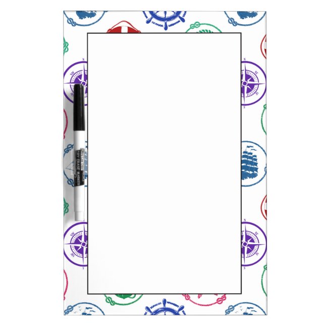 Colorful Nautical Pattern Dry Erase Board (Front)