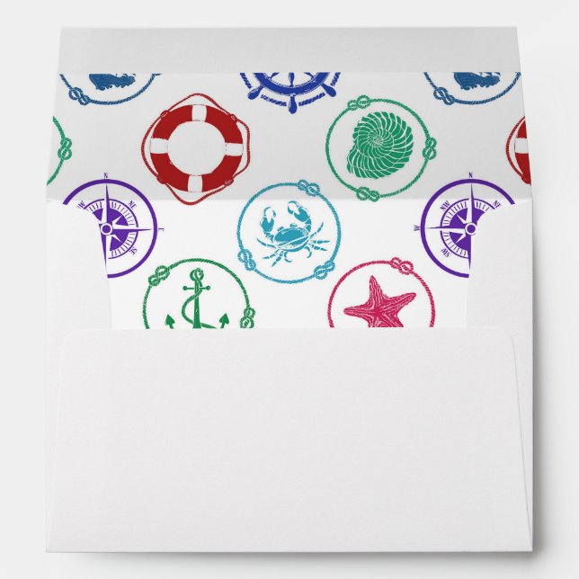 Colorful Nautical Pattern Envelope (Back (Bottom))