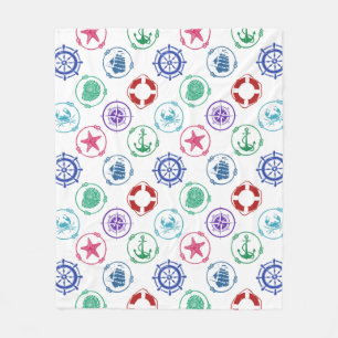Colorful Nautical Pattern Fleece Blanket