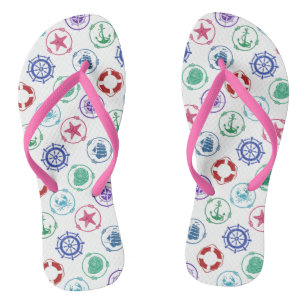 Colorful Nautical Pattern Flip Flops