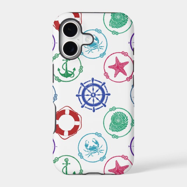 Colorful Nautical Pattern Iphone Case (Back)
