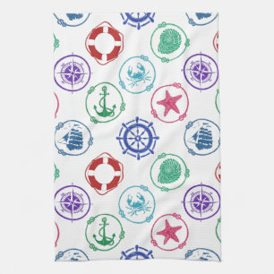 Colorful Nautical Pattern Kitchen Towel