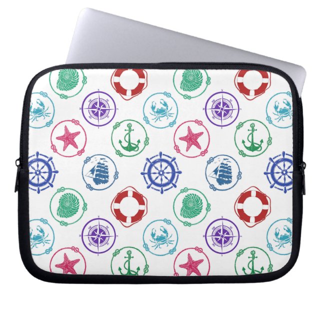 Colorful Nautical Pattern Laptop Sleeve (Front)