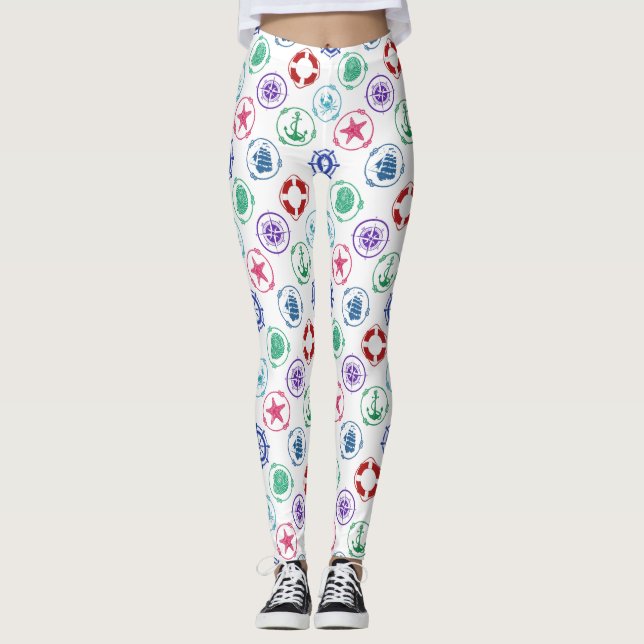 Colorful Nautical Pattern Leggings (Front)