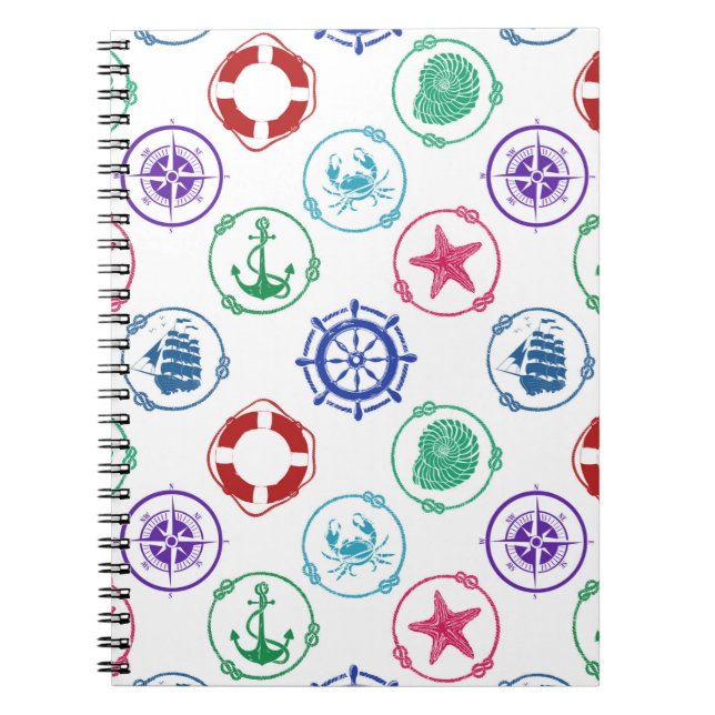 Colorful Nautical Pattern Notebook (Front)