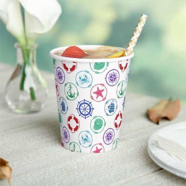Colorful Nautical Pattern Paper Cups (Insitu)
