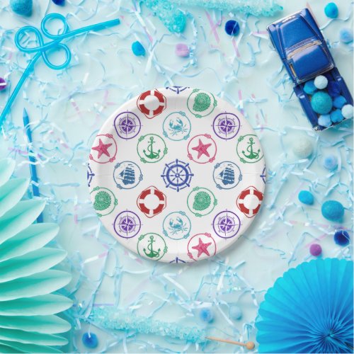 Colorful Nautical Pattern Paper Plates
