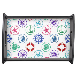 Colorful Nautical Pattern Serving Tray