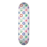 Colorful Nautical Pattern Skateboard